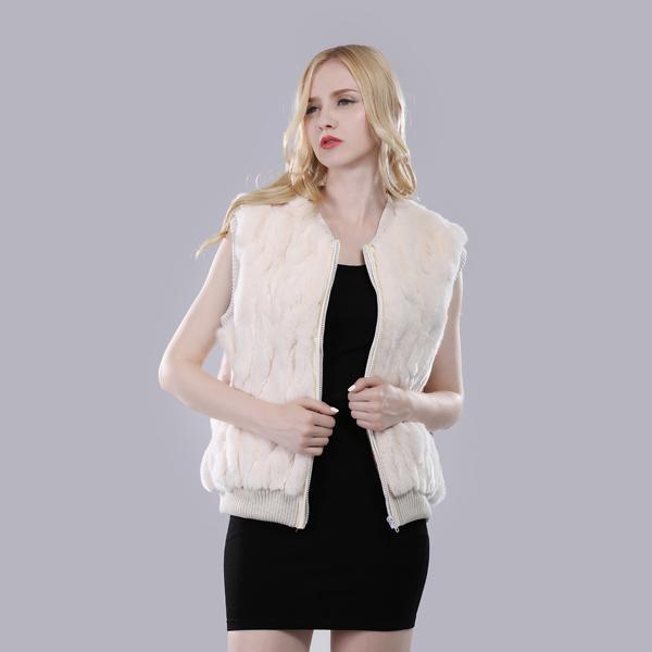 Autumn Winter Fashion Girl 100% Genuine Rex Rabbit Fur Vest Natural Warm Rex Rabbit Fur Gilet Women Real Fur Sleeveless Jacket
