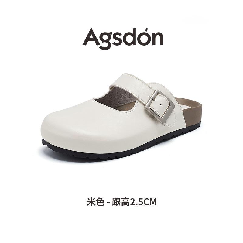 Augustine bag head half slippers women's 2025 new summer wear one-pedal flat-soled pregnant women Mary Jane single shoes