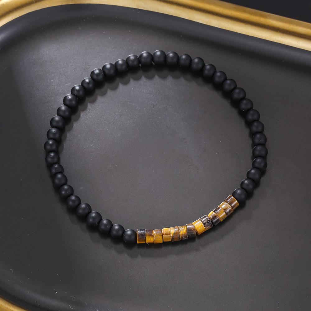 Trendy Turquoise Beaded Men's Bracelet with Black Onyx and Alloy