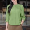 ZANZEA Women Loose Round Neck 3/4 Sleeve Casual Blouse