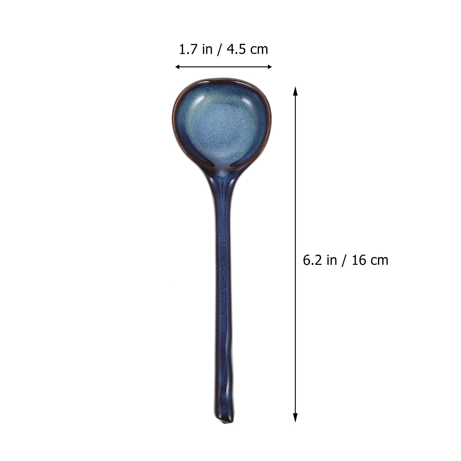 Ceramic Soup Spoon Practical Large Scoop Porridge Long Handle Kitchen Supply Home Restaurant Non-Stick Soup Spoon