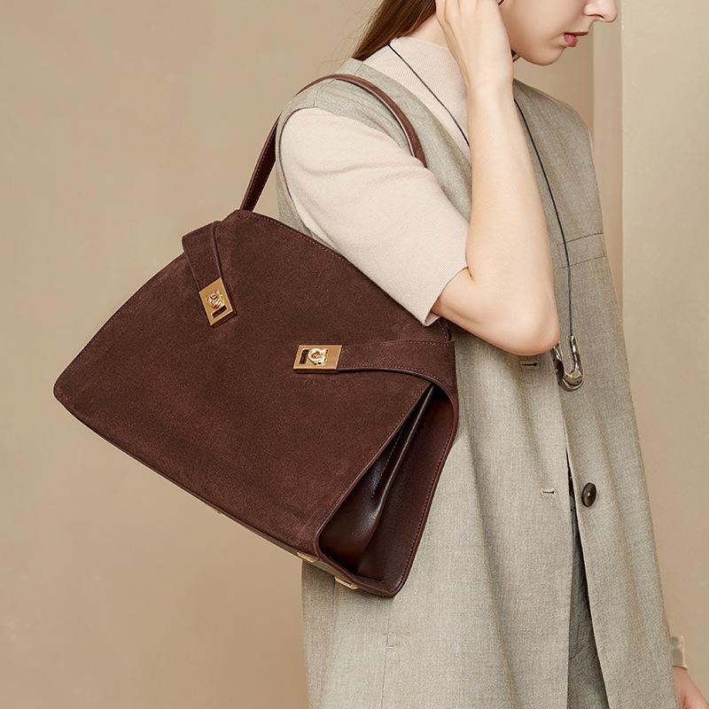 And Fashion Single Compartment Large Bag Retro Style Cowhide Lined Genuine Leather Comfortable High-End Large Capacity Womens Tote Bag