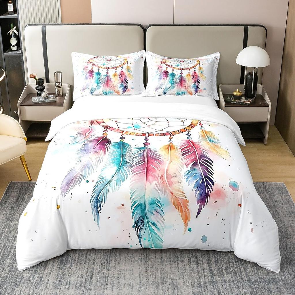 Dreamcatcher Duvet Covers for Kids Teens Queen Quilt Covers Lightweight Down Bedroom Decor 2 Pillowcases 1 Duvet Cover No Quilt