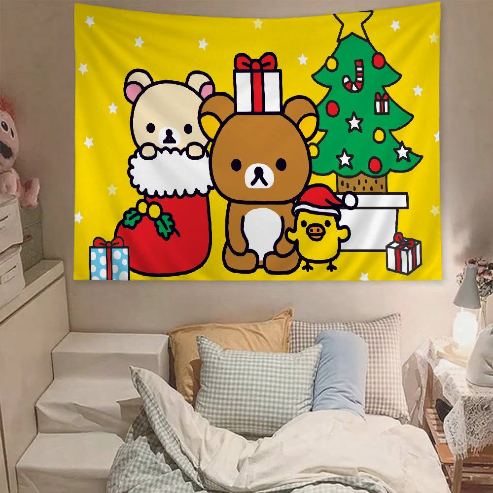 Cute RRilakkuma Tapestry Wall Hanging Tapestry Art Deco Blanket Curtain Hanging At Home Bedroom Living Room Decor