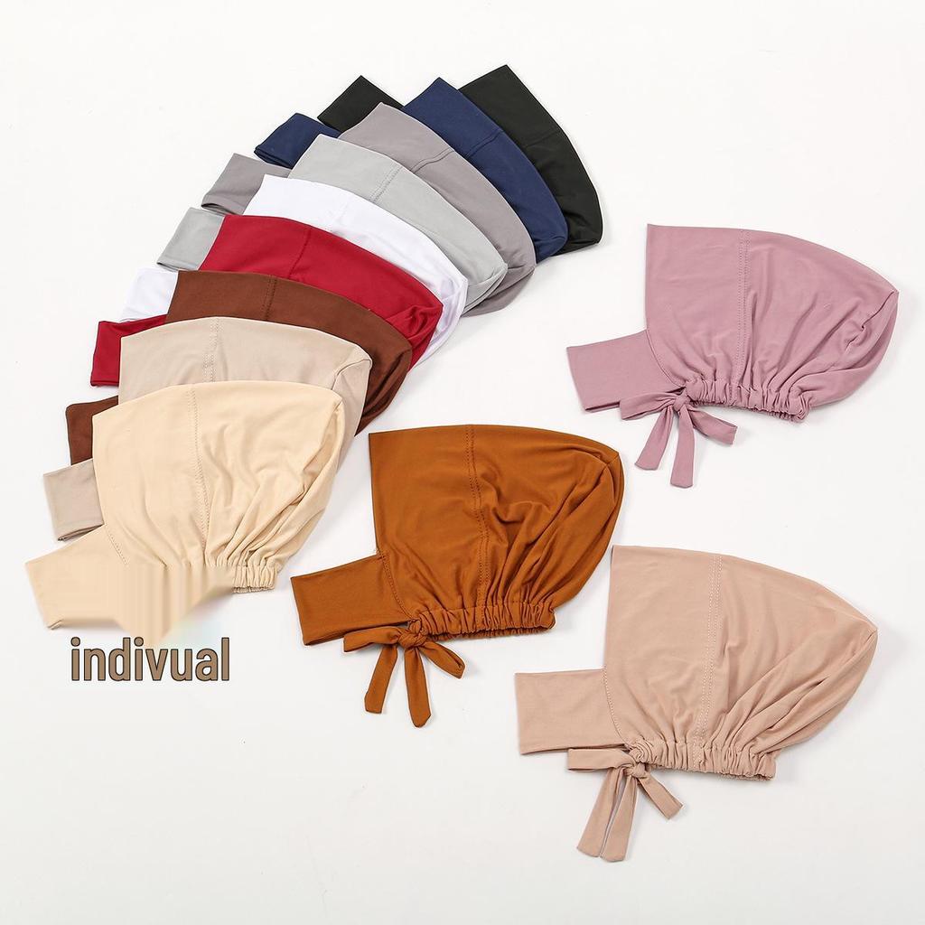 Elastic Milk Silk Neck Warmer Hat - Fashionable Solid Color Ethnic Hat for Middle East, Malaysia, Indonesia