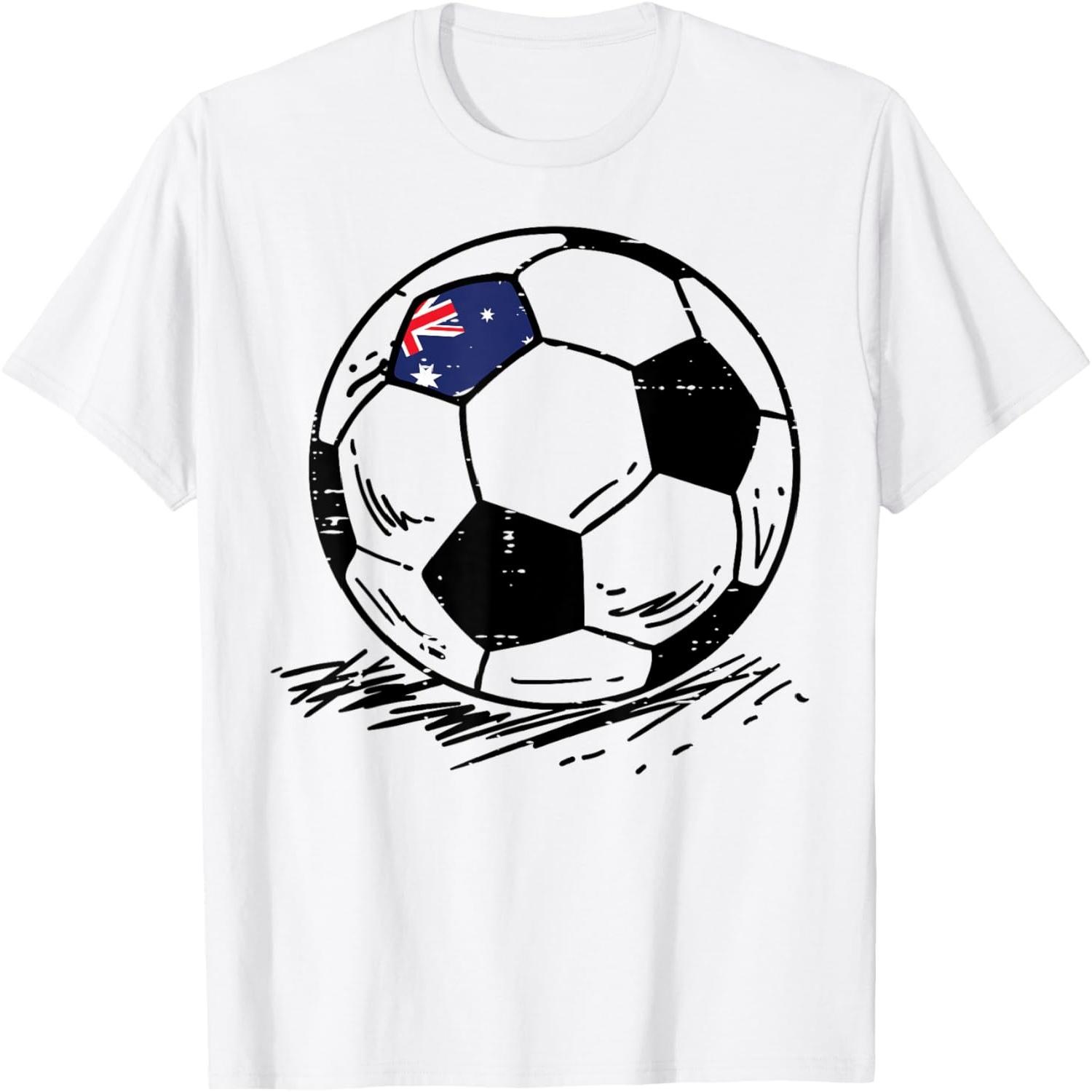 Australia Soccer Ball Australian Football Fan Men Women Kids T-Shirt S