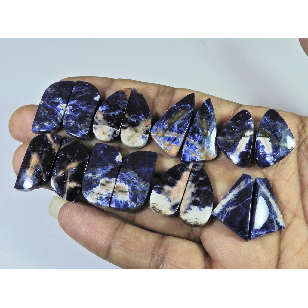 150Cts.Natural Sodalite Matched Pair Fancy Cabachon Loose Gemstone 8Pair Lot C-2709