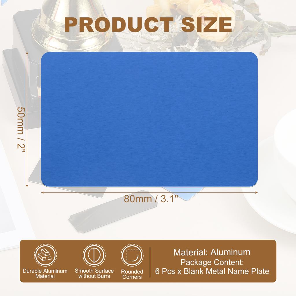 6/12Pcs Blank Engraved Metal Name Plates Laser Strong Adhesive Nameplate Anodized Aluminium Custom Blank Plates Bussness Cards