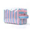 Trendy Pink Stripe Makeup Bag Large Capacity for Lipsticks in Travel Handbag Scenario