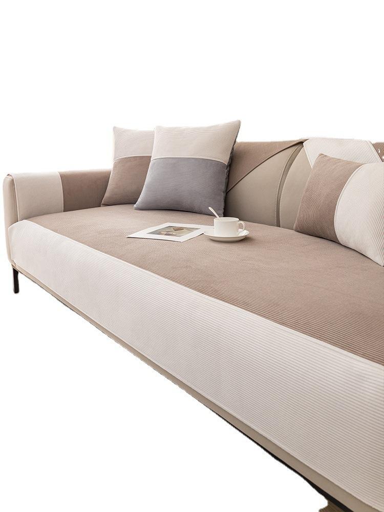Solid Color Sofa Cushion Four Seasons Universal Non-Slip Simple Modern Winter Corduroy Seat Cover Cover Cloth