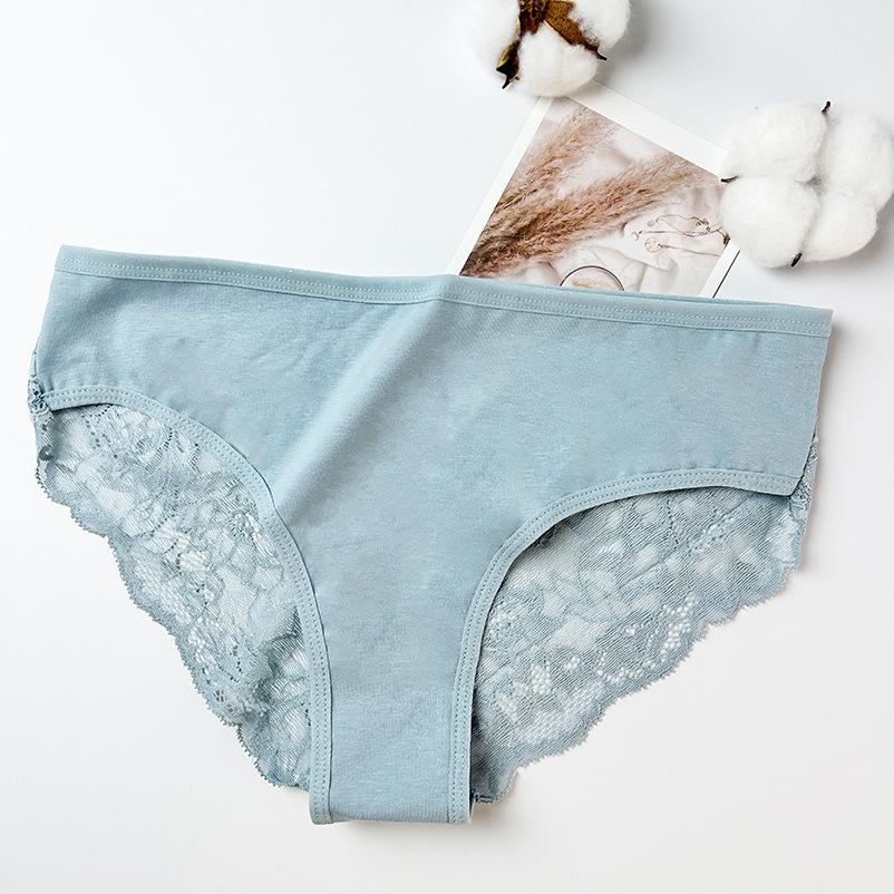 

Элегантные европейские и американские кружевные трусики: Стиль 40-х годов, полупрозрачная сетка с ластовицей из чистого хлопка Small синий