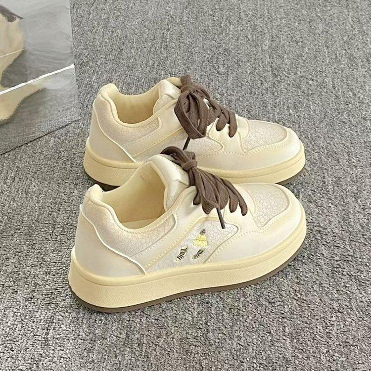 

thick-soled campus style little white shoes women s new autumn casual board shoes women s shoes versatile student bread shoes tide 40 бежевый