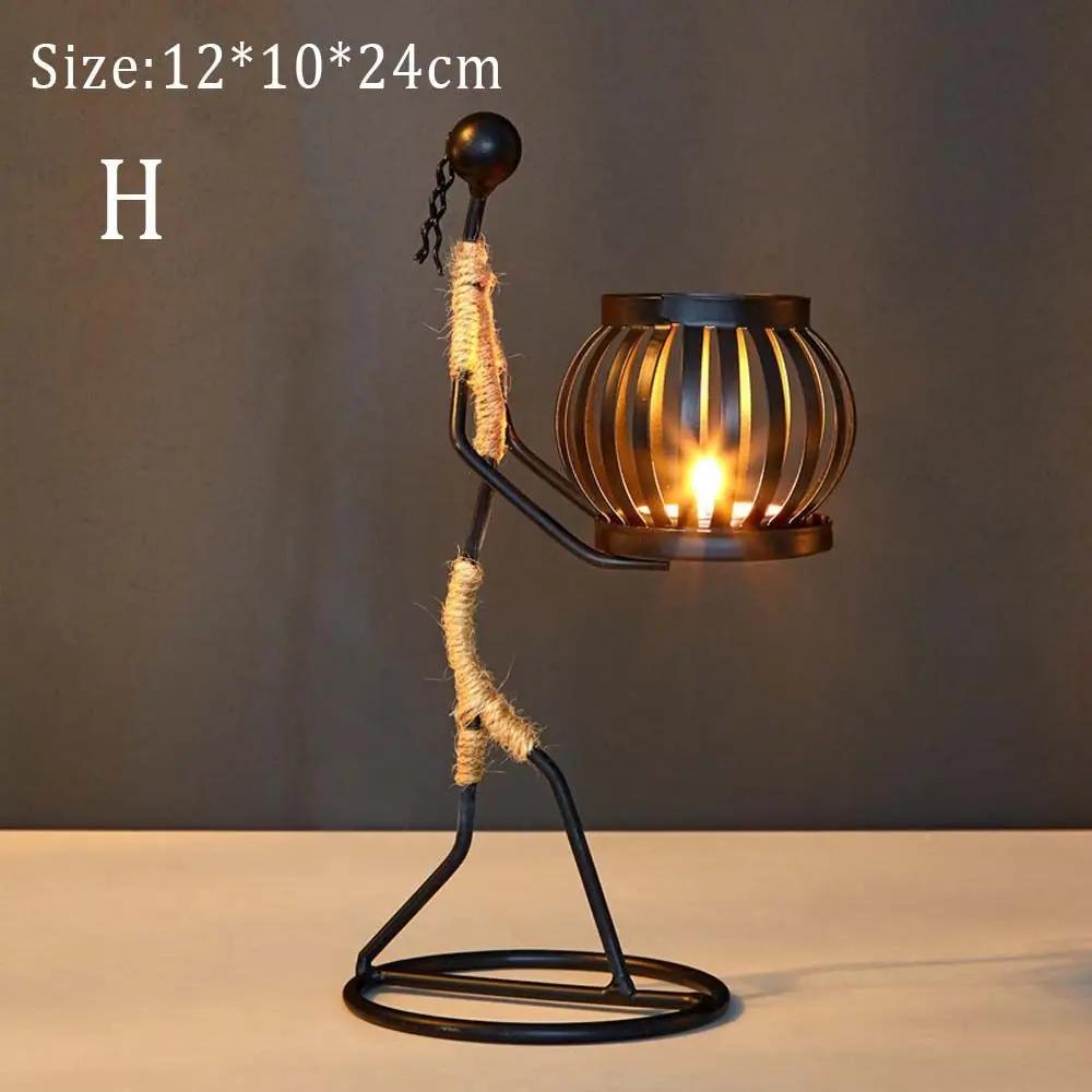 Abstract Character Sculpture Candle Holder Nordic Metal Candlestick Decor Handmade Figurines Home Decoration Art Gift