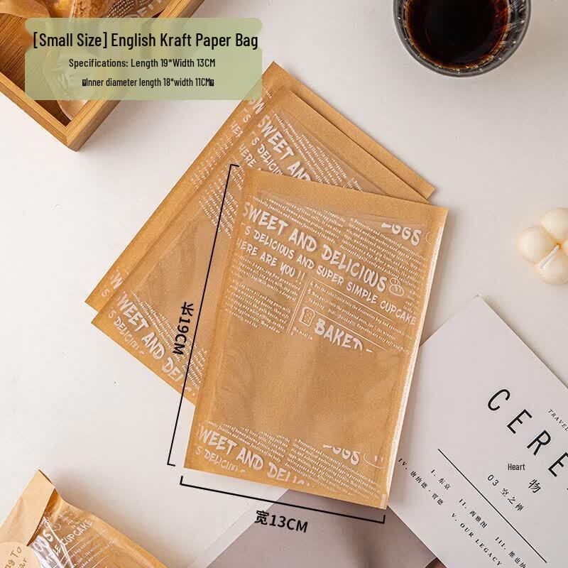 Retro Transparent Kraft Paper Bread Packaging Bags