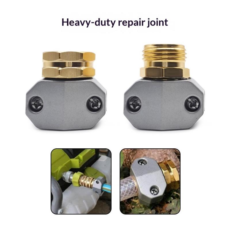 1Set Zinc Aluminum 5/8-3/4 Inch Garden Hose Connector Water Pipe Repairer Male Female Connector Set With Sealing Rings