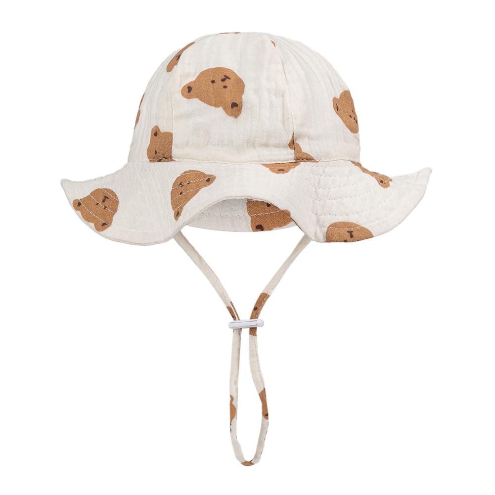 Baby Cotton Bucket Hats New Children Sunscreen Outdoor Caps Boys Girls Print Panama Hat Unisex Beach Fishing Hat For 3-12 Months