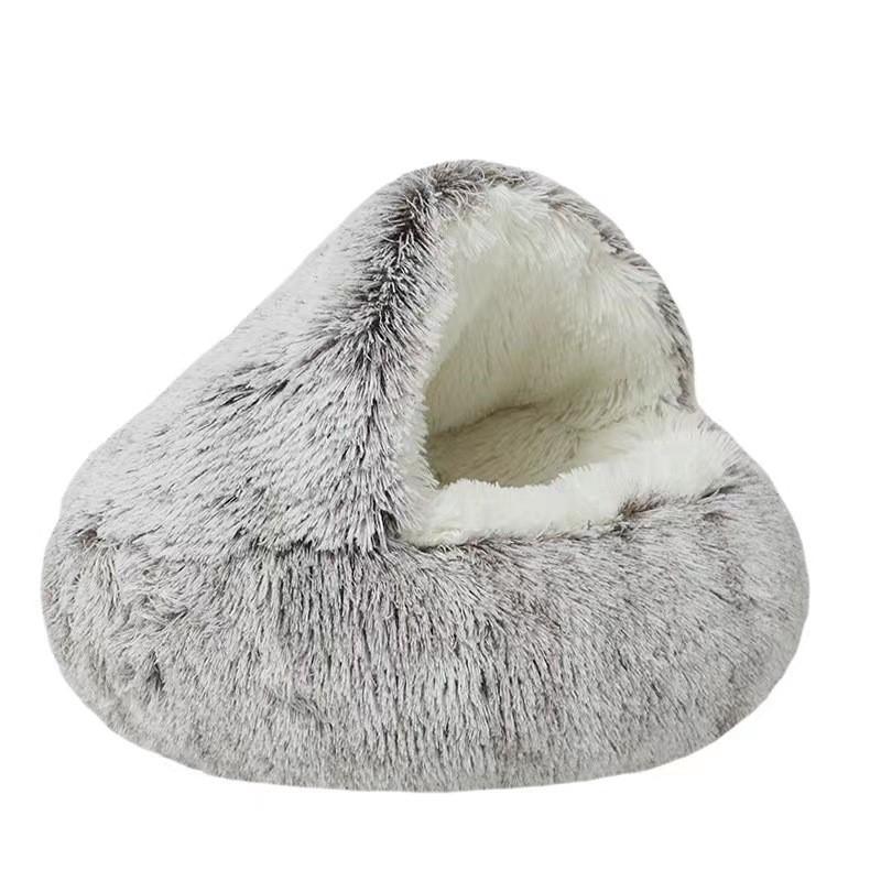 Winter Long Plush Pet Cat Bed Round Cat Cushion Cat House 2 In 1 Warm Dog Basket Cat Sleep Bag Cat Nest Kennel For Small Dog Cat
