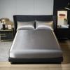 1Pc Satin Fitted Sheet Solid Colour Twin Full Queen Ice Silk Mattress Cover Natural With Elastic Band Bed Sheet (No Pillowcase)