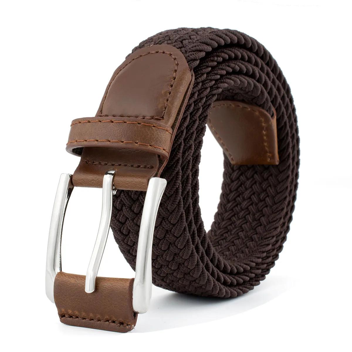 Ceinture extensible tissée respirante avec boucle ardillon en alliage pour hommes femmes Haute Qualité Décontractée Jean Golf Toile Multifonctionnelle Ceinture Extérieure 105CM black