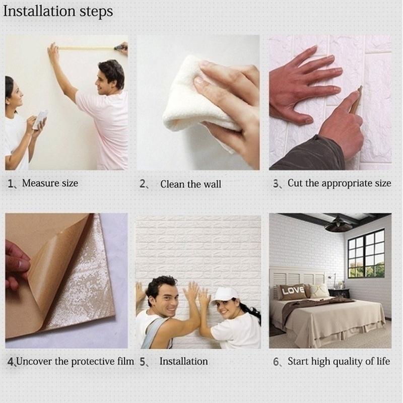 10PCS 3D Wallpaper PE Foam DIY Wall Stickers Home Decoration Wall Decoration Embossed Masonry Living Room Bedroom Background Decoration