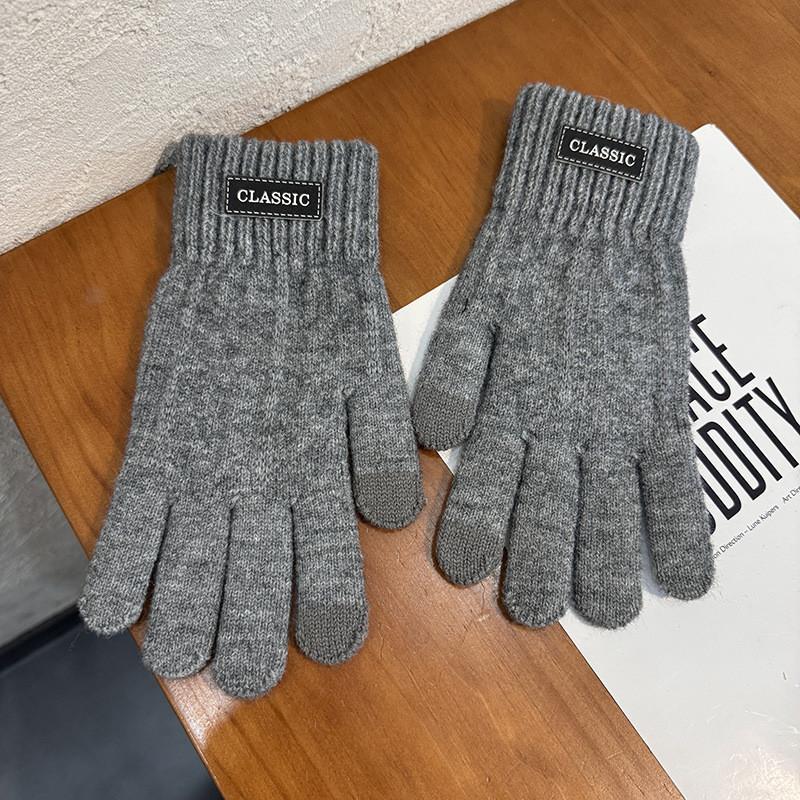 Handgestrickte Touchscreen-Handschuhe für Herren Winterwärme Mit gemustertem Design Für Freizeitkleidung