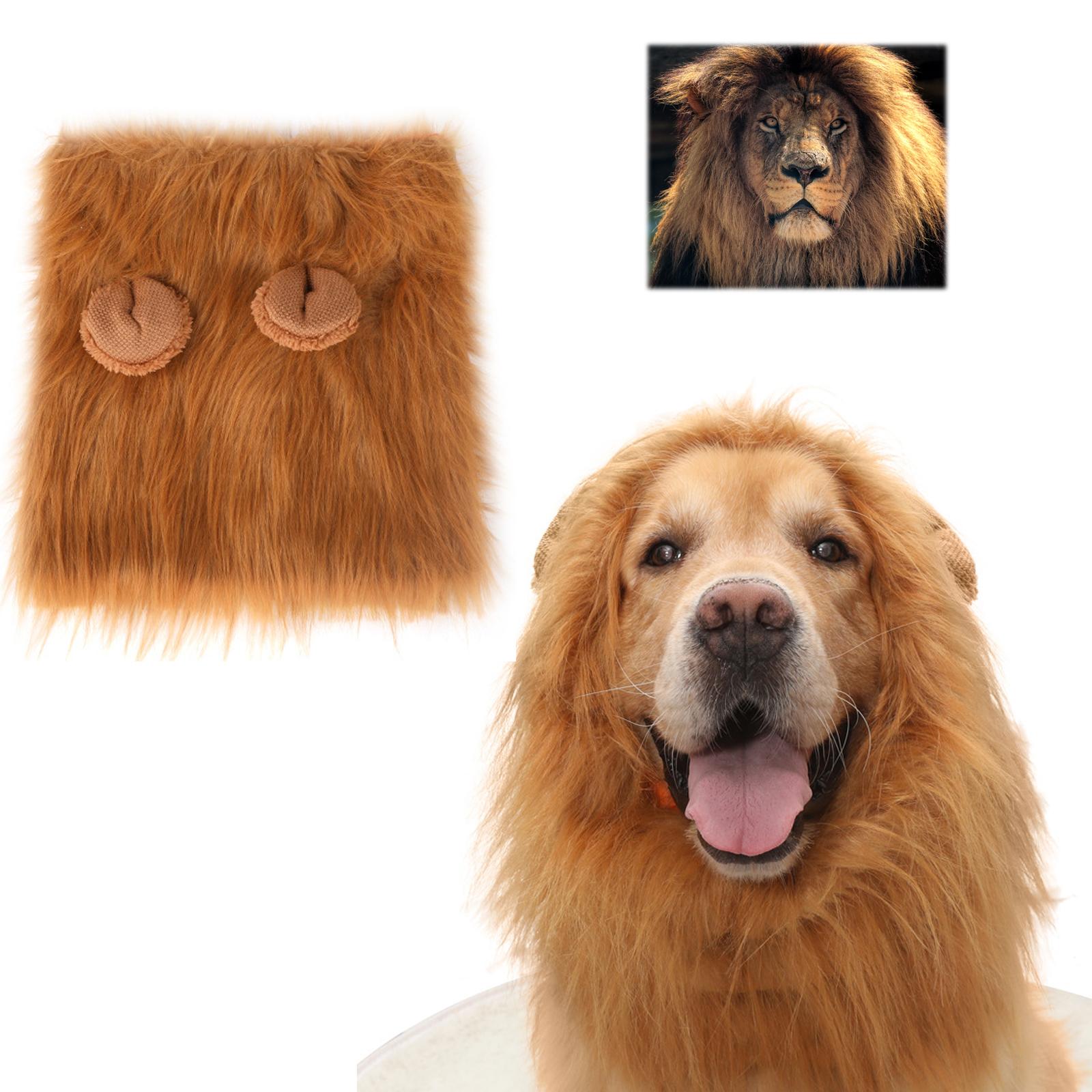 

Левова грива для собаки, чорна левова грива для собаки, костюм з левовою гривою для собаки, реалістична перука з левовою гривою, регульований одяг для тварин, костюм з левовою гривою для собаки світло-коричневого кольору