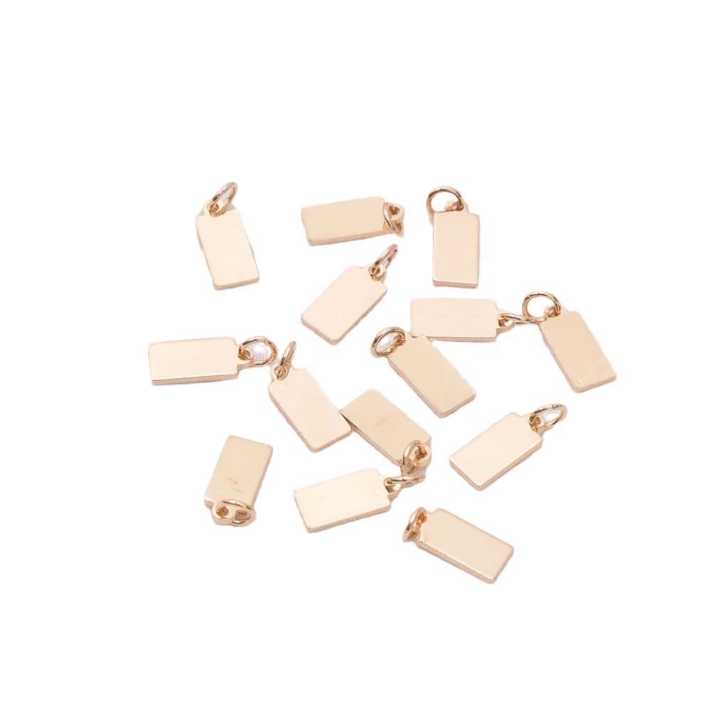 10pcs Color-Preserving 14K Gold-Wrapped Small Square Brand Pendant Jewelry Diy Accessories Necklace Bracelet Laser Engraving Letter Pattern Lettering