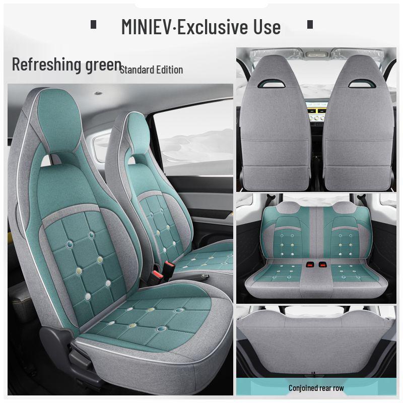 

Wuling Hongguang MINI EV Macaron Seat Cushion Cover: Full Surround, Universal Fit for First & Second Gen, All Season Use. Soft Pink - Integrated Rear