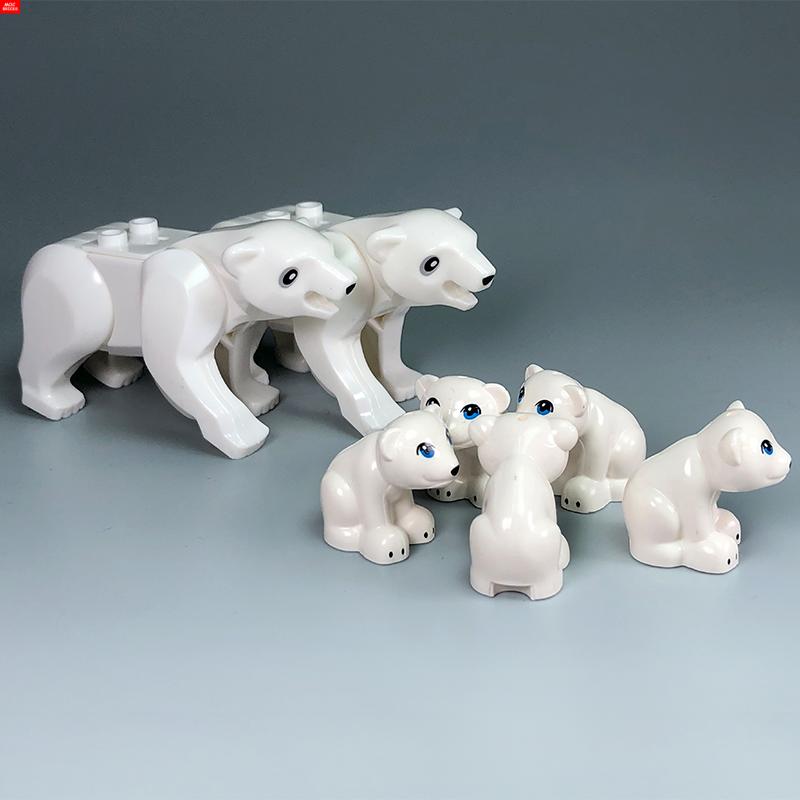 Non-Toxic Moc Bricks Animal Zoo Tiger Leopard Elephant Wolf Shark Polar Bear Whale Building Blocks Kids Toys Farm Figures Assemble