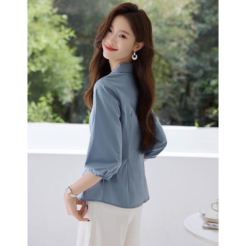 Women's Deconstructed V-Neck Pleated Waist Blouse