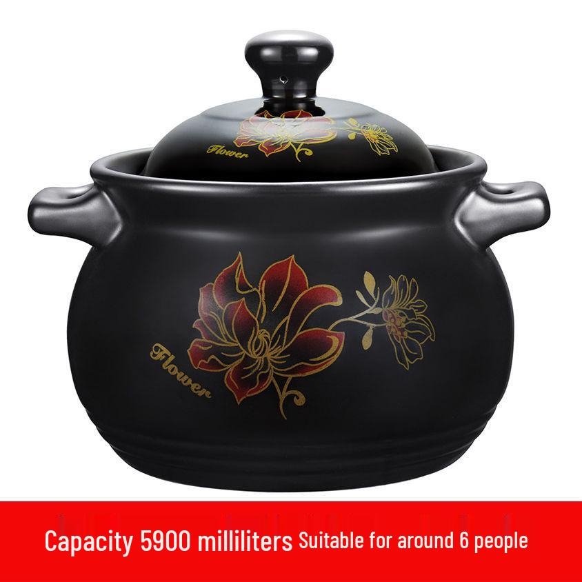 High-Temperature Resistant Large Capacity Ceramic Casserole and Soup Pot for Gas Flame