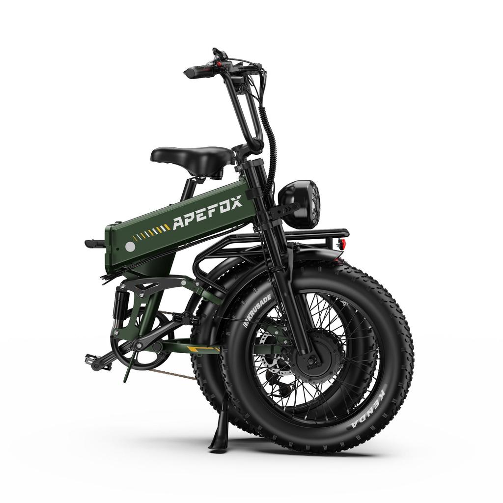 APEFOX RH20 Składany Elektryczny Rower Fat Bike Podwójne Silniki 750W Opony 20" Zielony