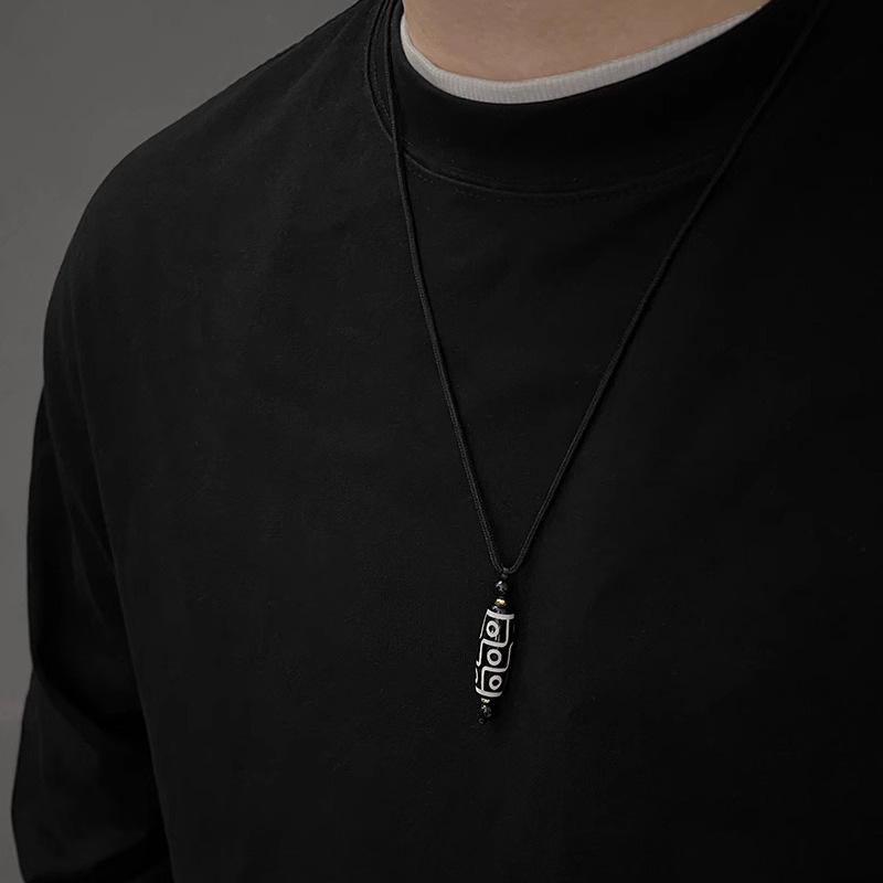 Retro Nine Eye Bead Necklace for Men, Rope, Clavicle Chain, Women's Accessories