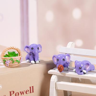 4Pcs with Plant Basket Elephant Miniature Shatterproof Adorable Fairy Garden Ornament