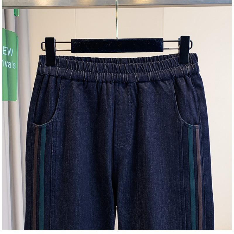 DIMANAF 2025 Autumn Winter Plus Size Jeans New Women Blue Vintage Cotton Denim Long Pants Thicken Flocking