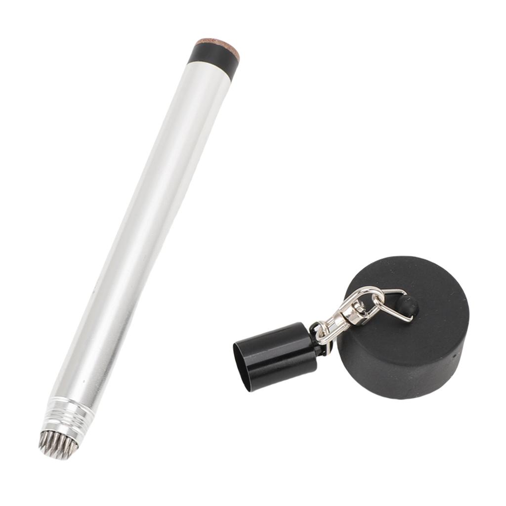 Pool Cue Chalk Holder with Spikes and Cover Metal Chalk Pen for Billiard Stick Tip Repair Octagonal