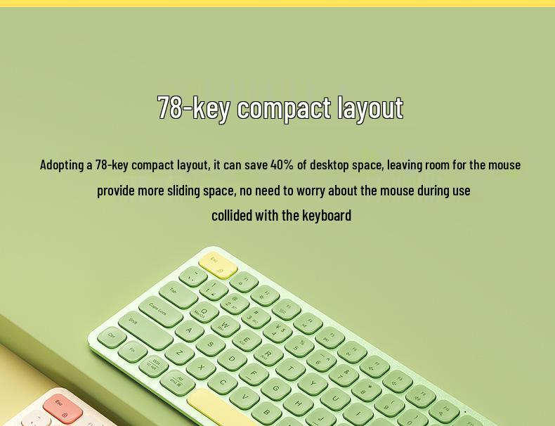 BOW Hangshi HD286CL Dual-Mode Bluetooth Wireless Ultra-Quiet Keyboard - Cute & Lightweight for Girls
