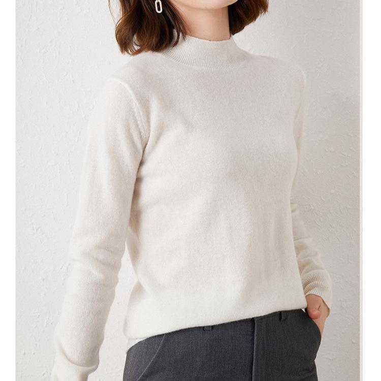 2024 Autumn/Winter Loose Plus Size Women's Knit Sweater with Half-High Collar