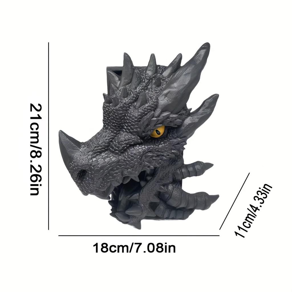 3D Dragon Decorative Bookend,Fantasy Shelf Decor Nook,Medieval Vintage Dragon Book End Stopper, Game Disks Stand Holder, Bookshelf Statue Decorations