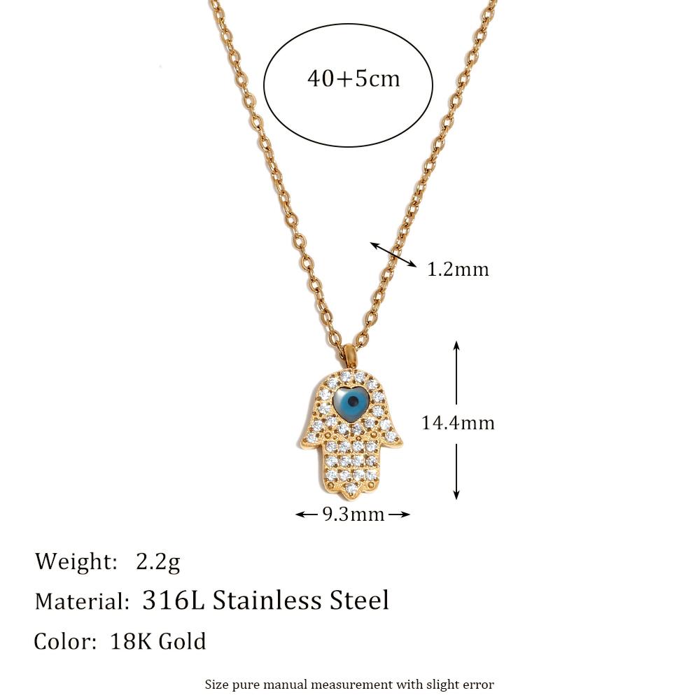 

MamacitaSlay Stylish Palm Round Oval Evil Eye Pendant Women s 316L Stainless Steel Necklace Gifts For Women Gold Plated Jewelry 40cm