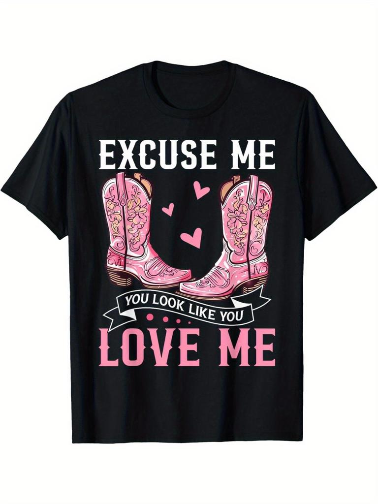 Pink Cowboy Boots Love Me T-shirt