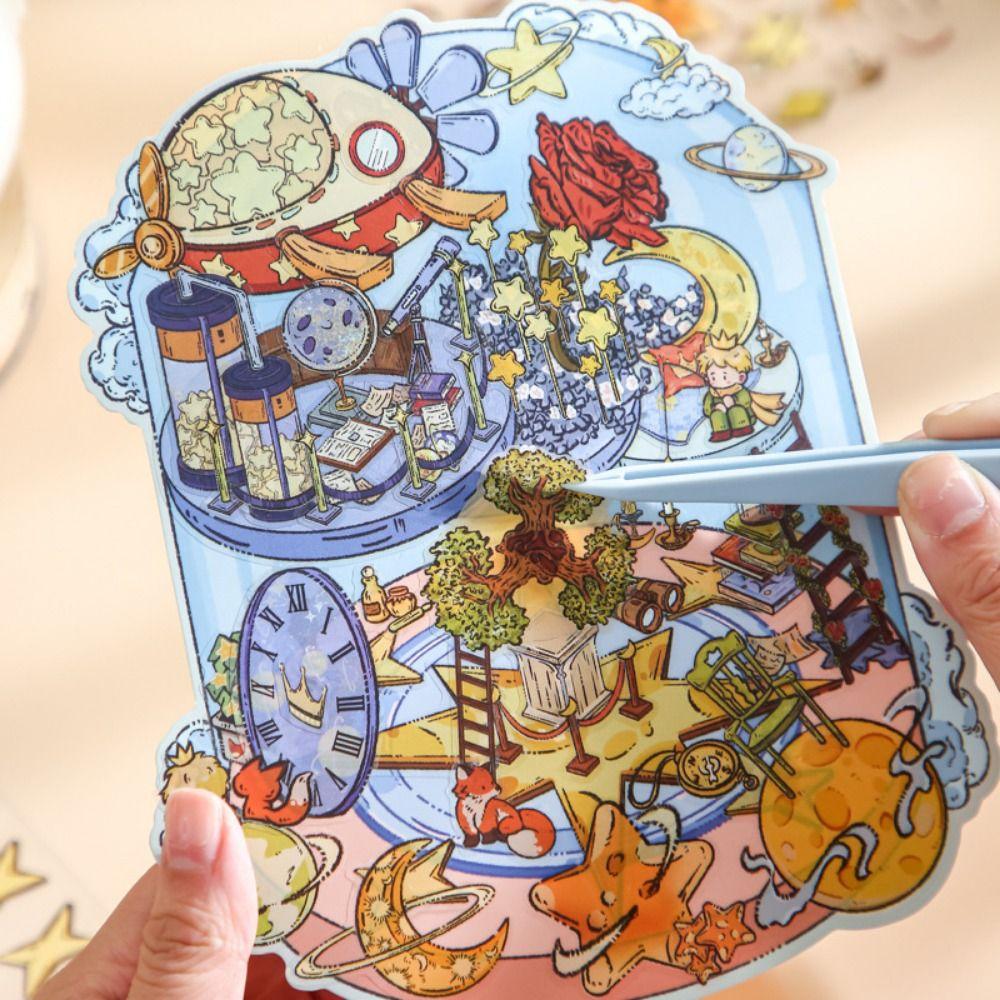 Cartoon Prince 3D Stacked Landscape Stickers Astronant Scene Scrapbook DIY Scene Decals Game Landscaping Making Sticker For Kid