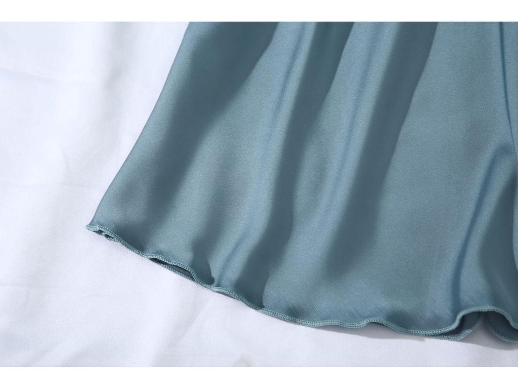 Women's Ice Silk Solid Color Two-Piece Lounge Set with Chest Pad