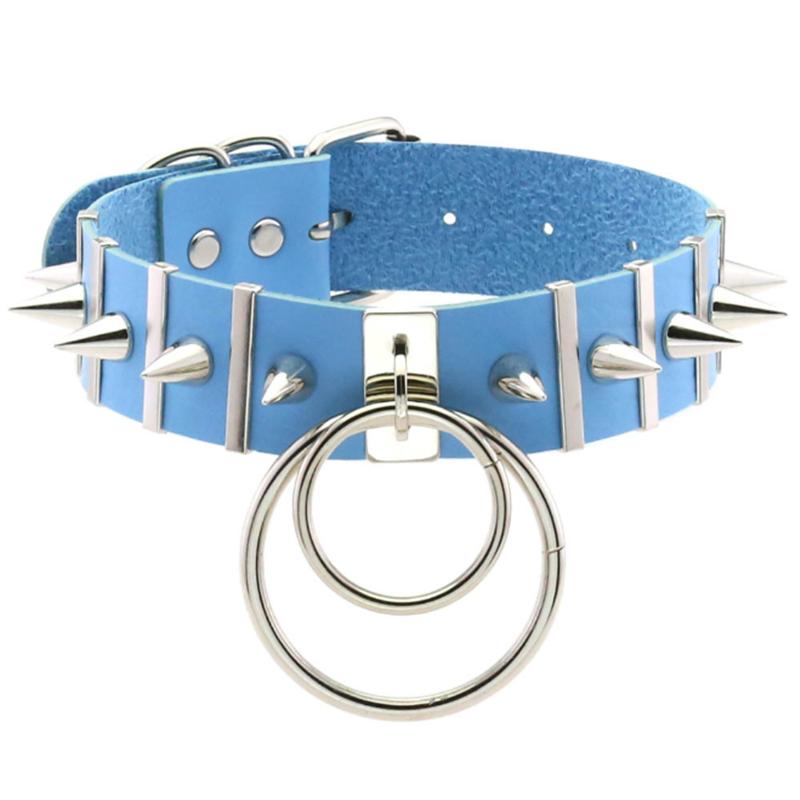 1Pc Punk Women Harajuku Heart Religion Cross PU Leather Choker Necklaces Punk Gothic Spike Rivet Collares Bell Torques Jewelry