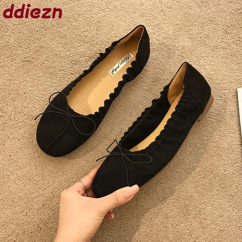 Fashion Footwear Shallow Ladies Flats Slip On Shoes Soft Casual Female Butterfly-Knot Fashion Round Toe Women Ballet Flats Shoes lady
