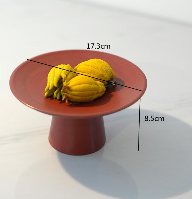 Piatto Rotondo in Gres Stoneware Retrò Vassoio per Frutta Piatto da Dessert Vassoio per Rinfreschi Piatto da Cena su Treppiede Alto Piatti in Ceramica Bianco e Nero