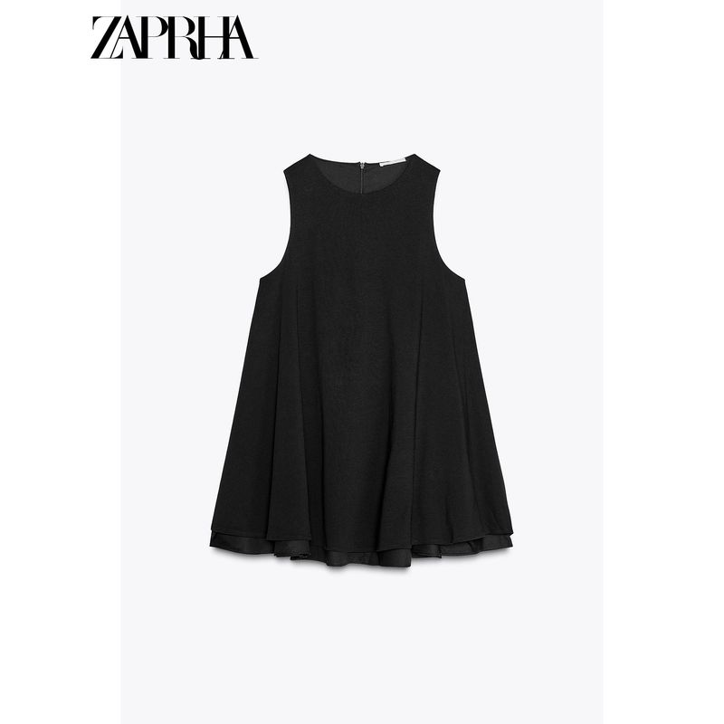 Zaprha 2025 New Arrival Fashion Beautiful Wide Swing Round Neck Sleeveless Short Version Dress Covering Belly Thin 4174016