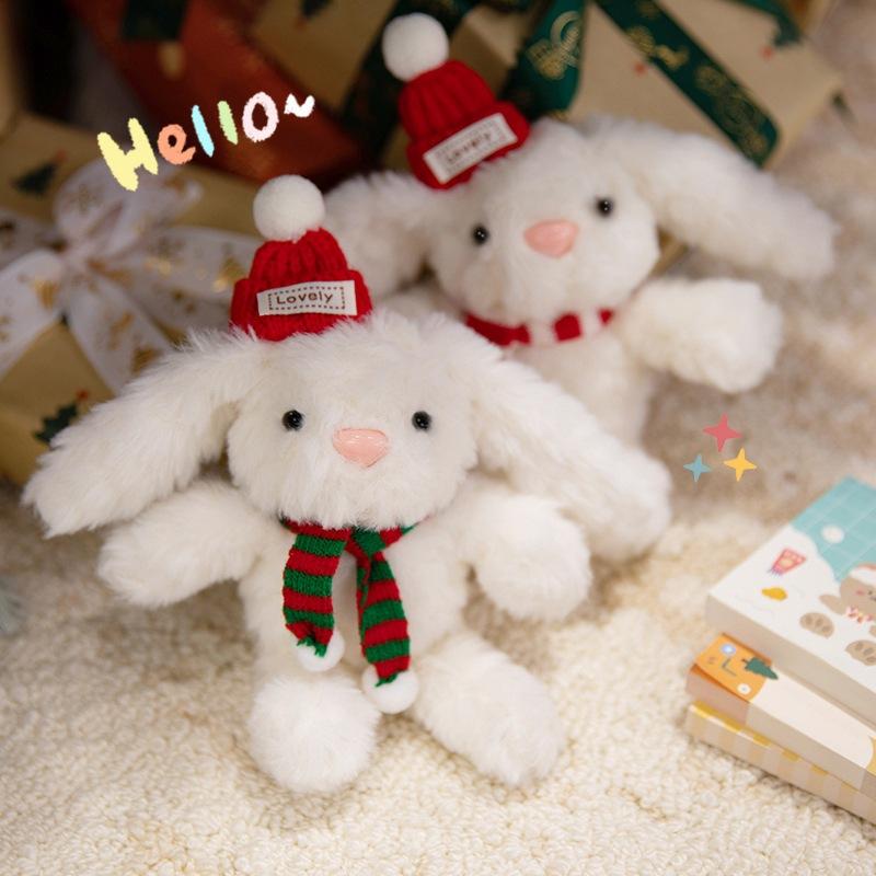 Cute New Style Undulating Rabbit Doll Pendant Scarf Rabbit Plush Toy Keychain Doll Bag Hanging Ornament Doll