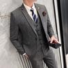 Britisch-koreanische Plaid-Männer (Anzug + Weste + Hose) Stilvoller und schöner dreiteiliger Business-Casual-Anzug
