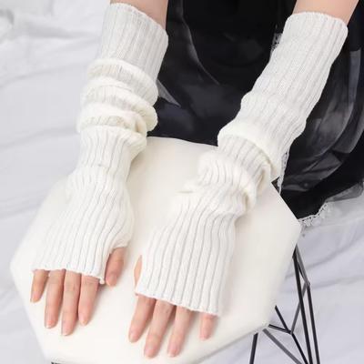 Winter Korean Style Knitted Warm Gloves for Women Punk Gothic Fingerless Sleeve Arm Gloves Soft Harajuku Girls' Accessories